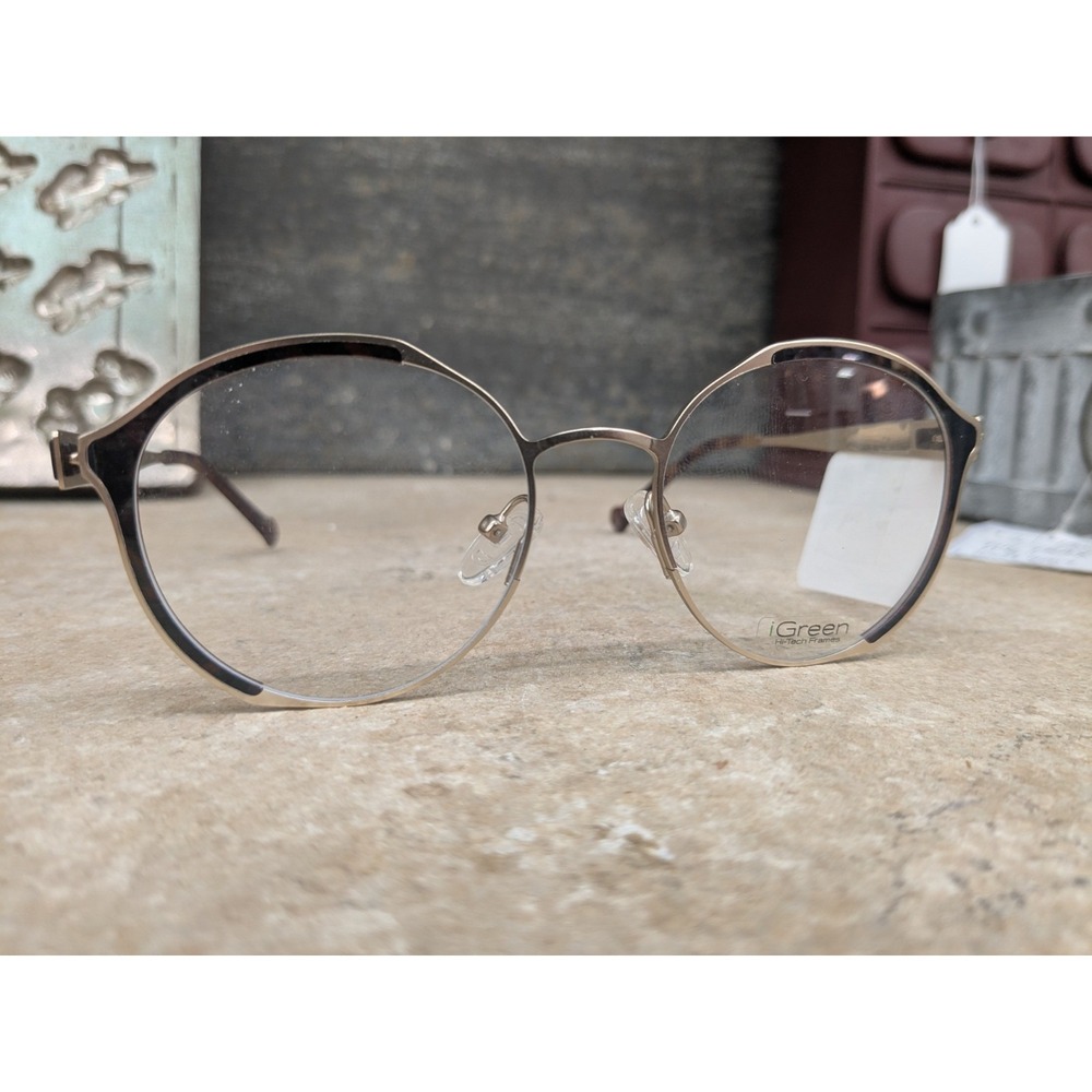 Funky iGreen iGv8.1 Eyeglass Frame Silver Metal Tortoise New Old Stock 50/18/135